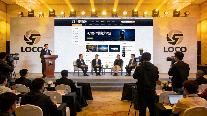 PG娱乐中国官方网站上线发布会现场，大屏幕显示新官网界面