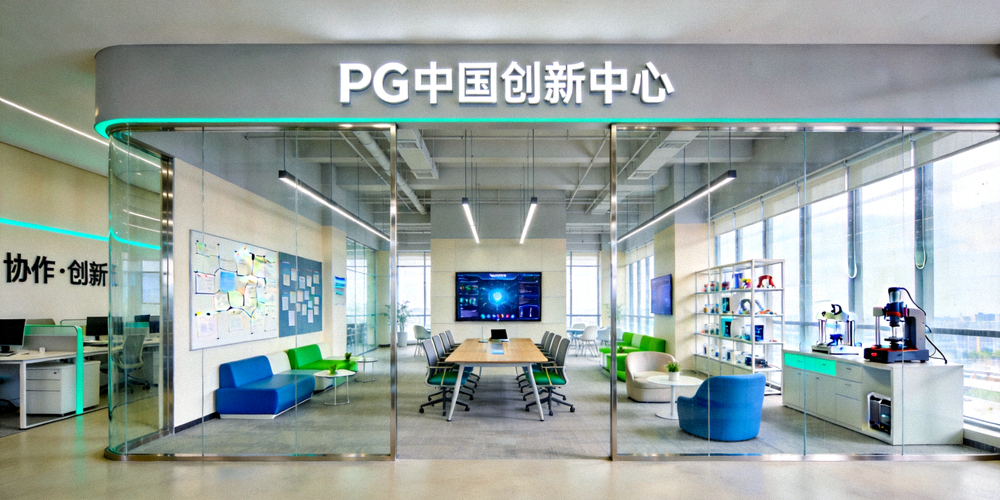 PG中国创新中心概念设计图，现代化的办公空间，强调协作与创新