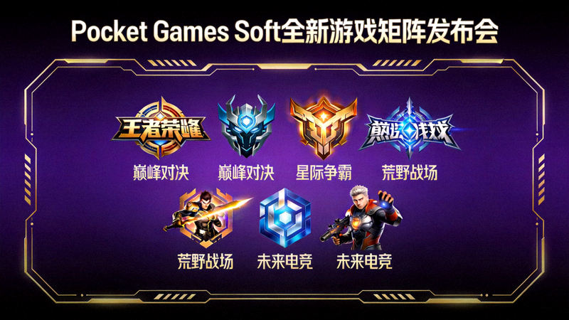 Pocket Games Soft全新游戏矩阵发布会，展示多款热门电竞游戏Logo